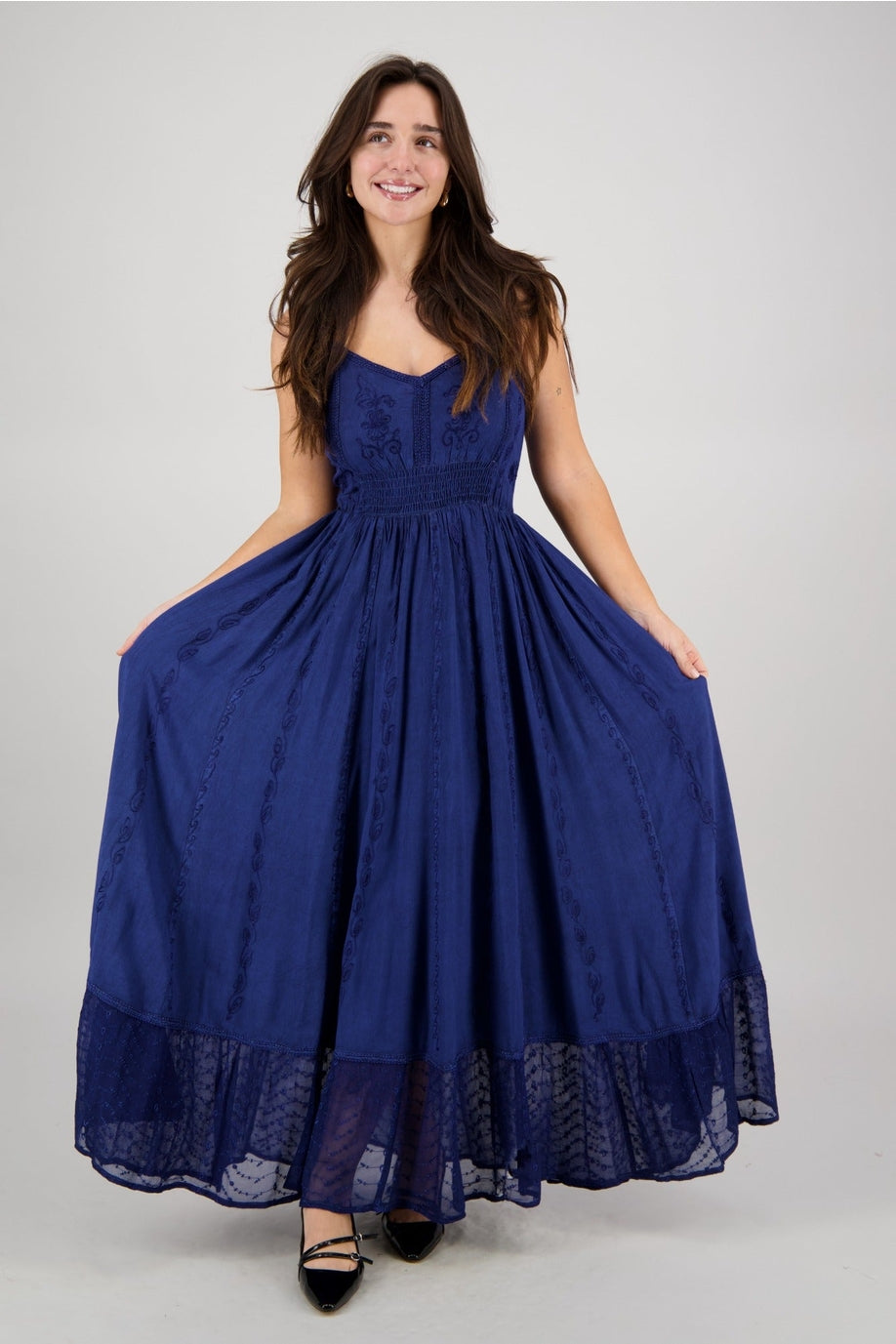 Embroidered Maxi Dress ~ Royal Blue