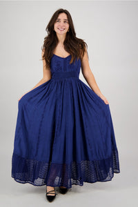 Embroidered Maxi Dress ~ Royal Blue