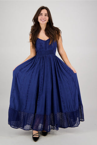 Embroidered Maxi Dress ~ Royal Blue