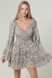 Silver and Lace Long Sleeved Dress