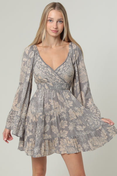 Silver and Lace Long Sleeved Dress
