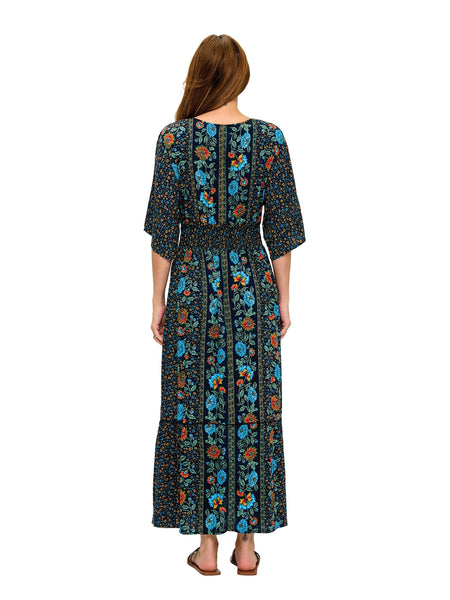 Floral Dress with Ruched Waistline