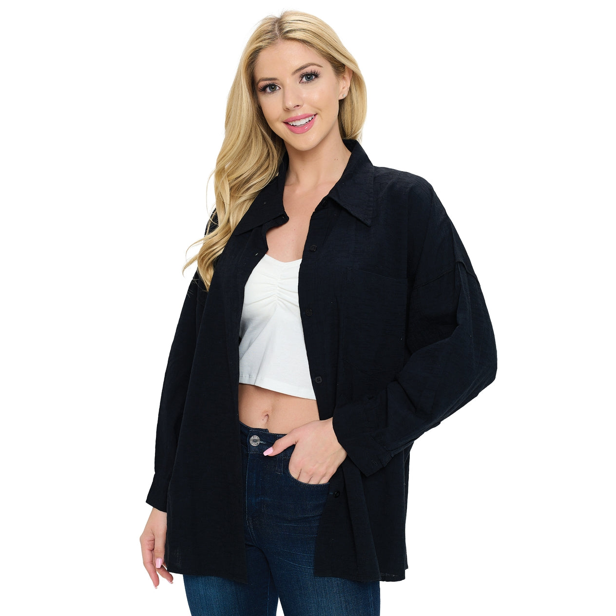 Over-Sized Cotton "Boyfriend" Shirt ~ Black