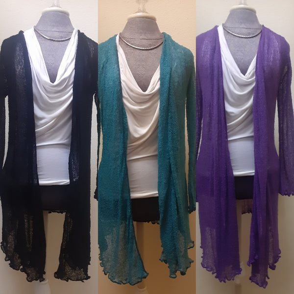 Nubby Knit Sheer Shrug ~ The Long Version ~ Many Colors