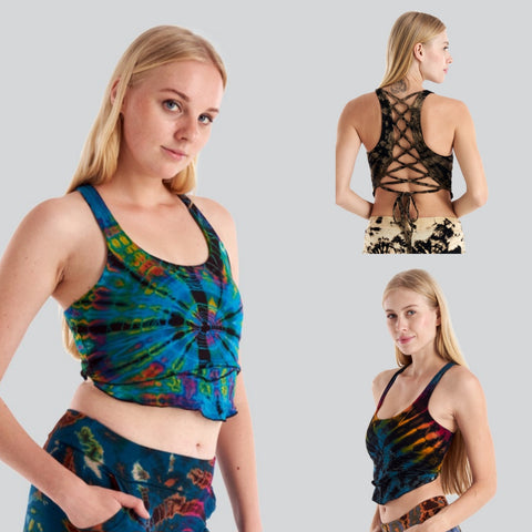 Tie-Dyed Lace Back Crop Top ~ Multiple Color Combos!