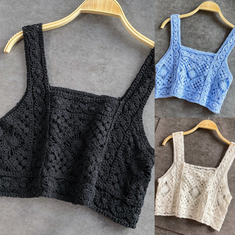 Crocheted Lace Crop Top ~ Three Colors