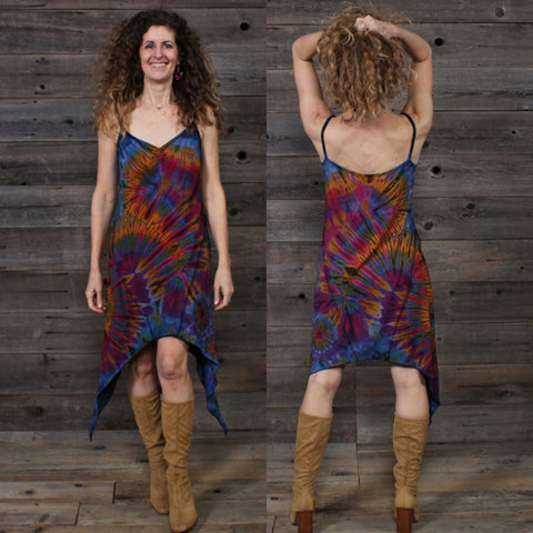 Tie-dye Tank Dress with Shark Bite Hem Line!
