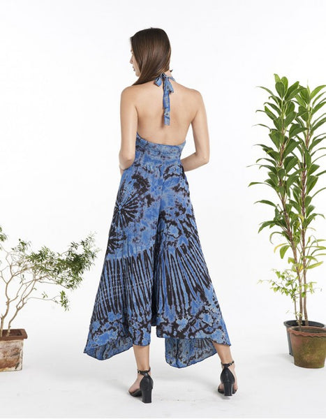 Halter Top Tie-dye Jumpsuit ~ Blue & Black