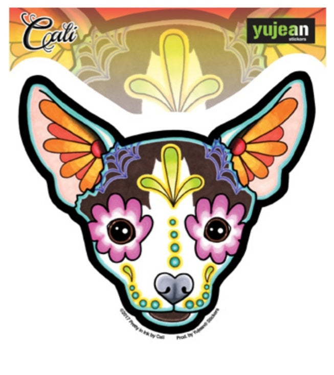 Sugar Skull Sticker ~ Chihuahua