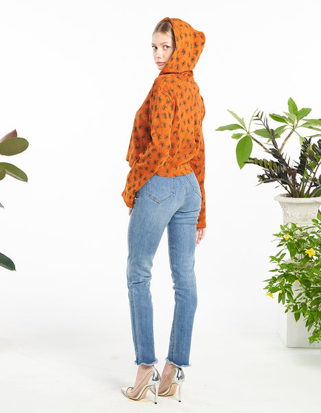 Cotton Cropped Bee Hoodie ~ Rust!