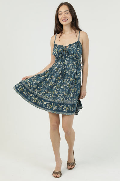 Sweet Summer Dress ~ Teal Floral Print