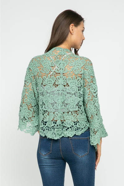 Cotton Lace Shrug ~ Sea Foam Green