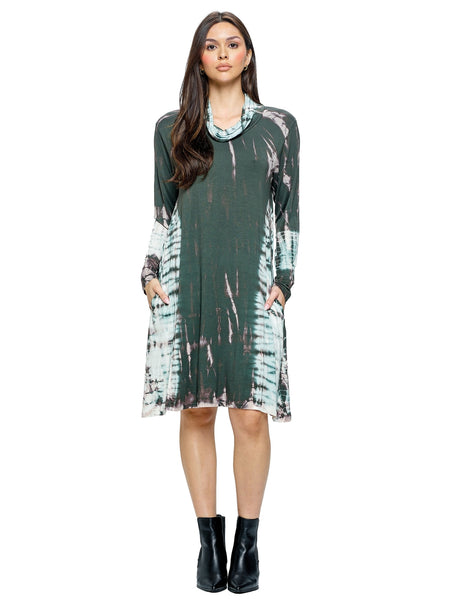 Long Sleeve Tie-dye Dress ~ Green