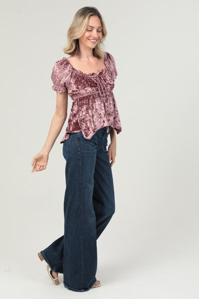 Rose Stretch Velvet Top