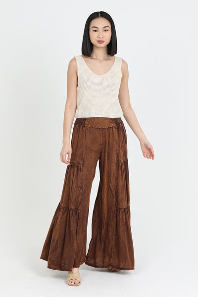 Tiered Wide-Leg Pants ~ Brown