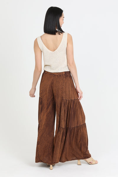 Tiered Wide-Leg Pants ~ Brown