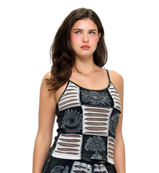 Patchwork Tank Top ~ Black & White
