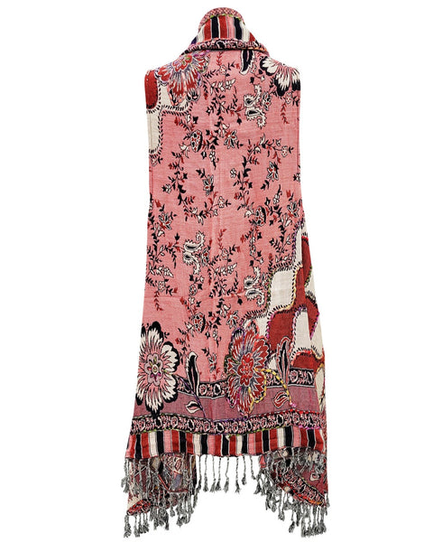 Beautiful Long Embroidered Vest ~ Red & Black