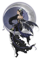 Dark Faerie Sitting on Moon Sticker