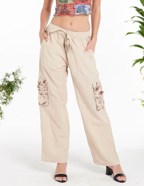 Cotton Pants with Mushroom Details