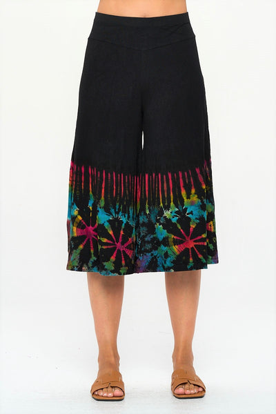 Capri Pants ~ Black with Tie-Dye