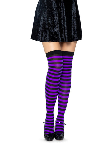 Thigh High Striped Stockings ~ 2 Color Combos