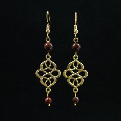 Brass Celtic Knots & Stone Earrings