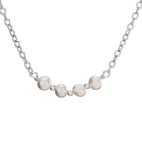 Sterling Silver Necklace ~ Pearls on a Chain