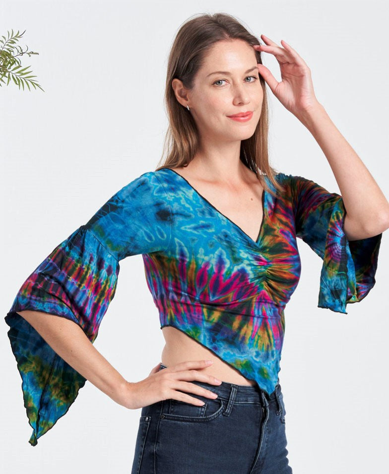 Tie-Dye Faerie Sleeved Crop Top