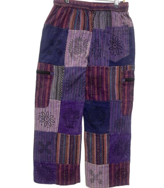 Cotton Patchwork Pants ~ Purples