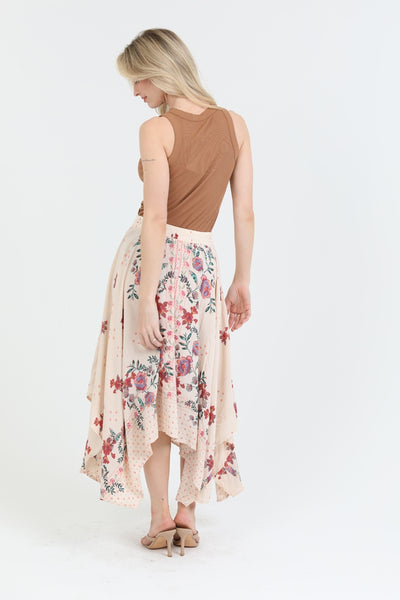 Romantic Cream Print Skirt