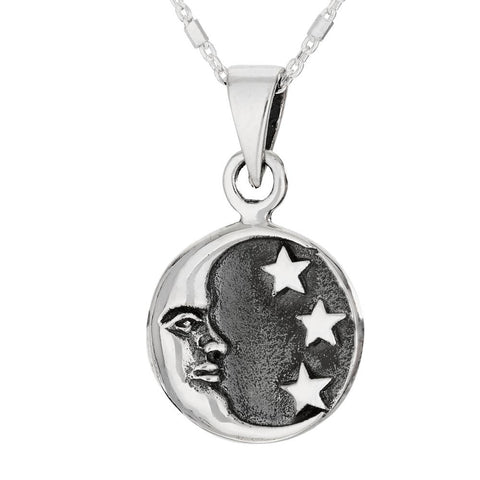 Sterling Silver Pendant ~ Moon & Stars