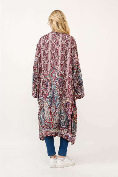 Embroirdered Duster Kimono ~ Burgundy