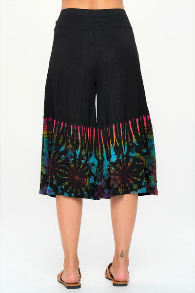 Capri Pants ~ Black with Tie-Dye