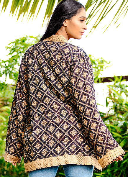 Black Kantha Cotton Jacket