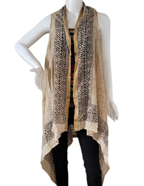 Long Vest ~ Block Printed ~ Gold
