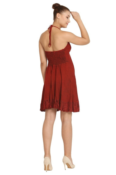 Beautiful Halter Dress with Lace and Embroidery ~ Five Colors