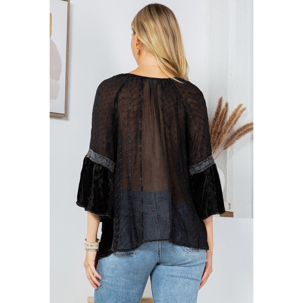 Velvet & Lace Blouse ~ Black