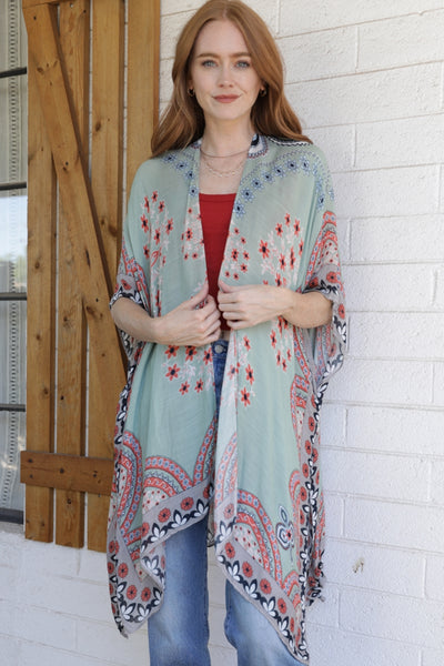 Light Weight Kimono ~ Olive Print