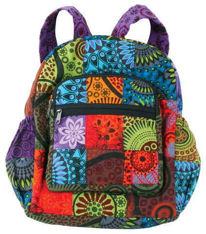 Patchwork Cotton Backpack ~ Multi-Pocket!