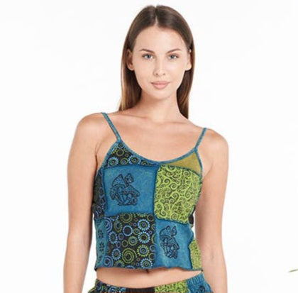 Cotton Patchwork Crop Tank Top