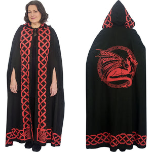 Celtic Cloak ~ Dragon Design ~ Black & Red