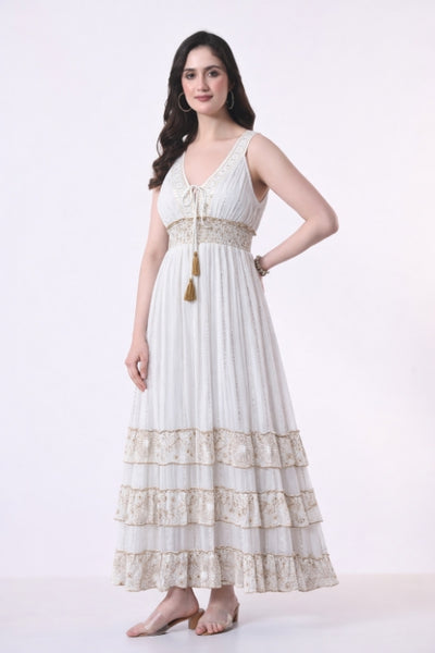White & Gold Maxi Dress ~ 2 sizes