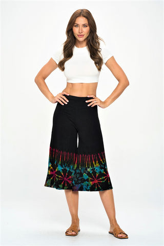 Capri Pants ~ Black with Tie-Dye