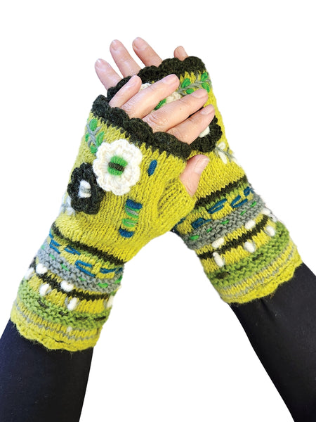 Fingerless Gloves ~ Embroirdered ~ 3 Colors