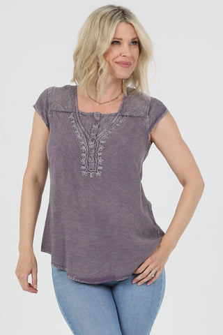 Lacy & Embroidered Lilac Summer Top