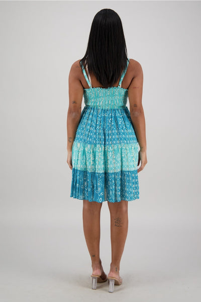 Lovely Tiered Knee Length Dress ~ Turquoise