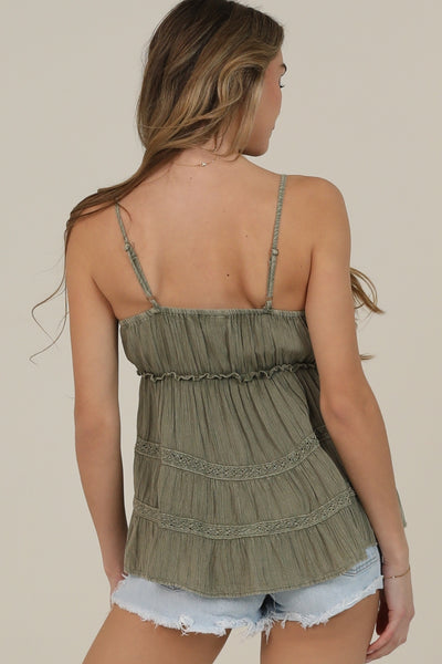 Baby Doll Tank Top ~ Sage Green