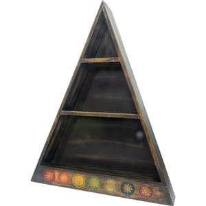 Wooden Altar Shelf with Chakra Design