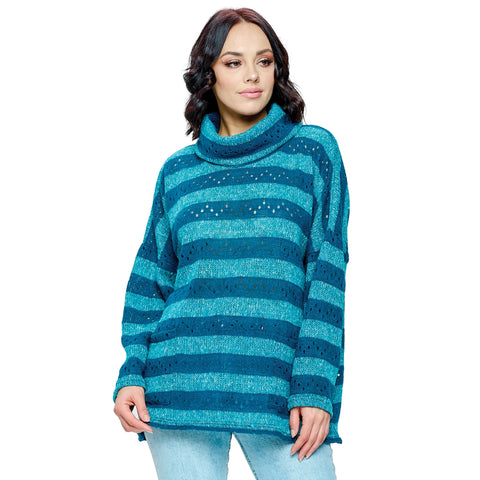 Turquoise Striped Sweater